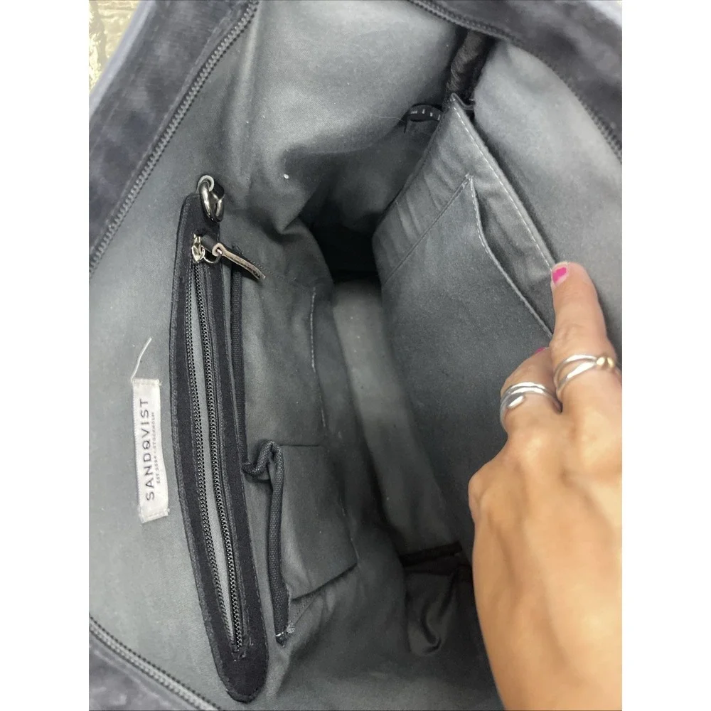 Sandqvist Cotton Canvas With Leather Details Backpack Black H69